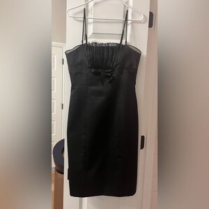 Monique Lhuillier Black Strapless Dress with Bow Detail